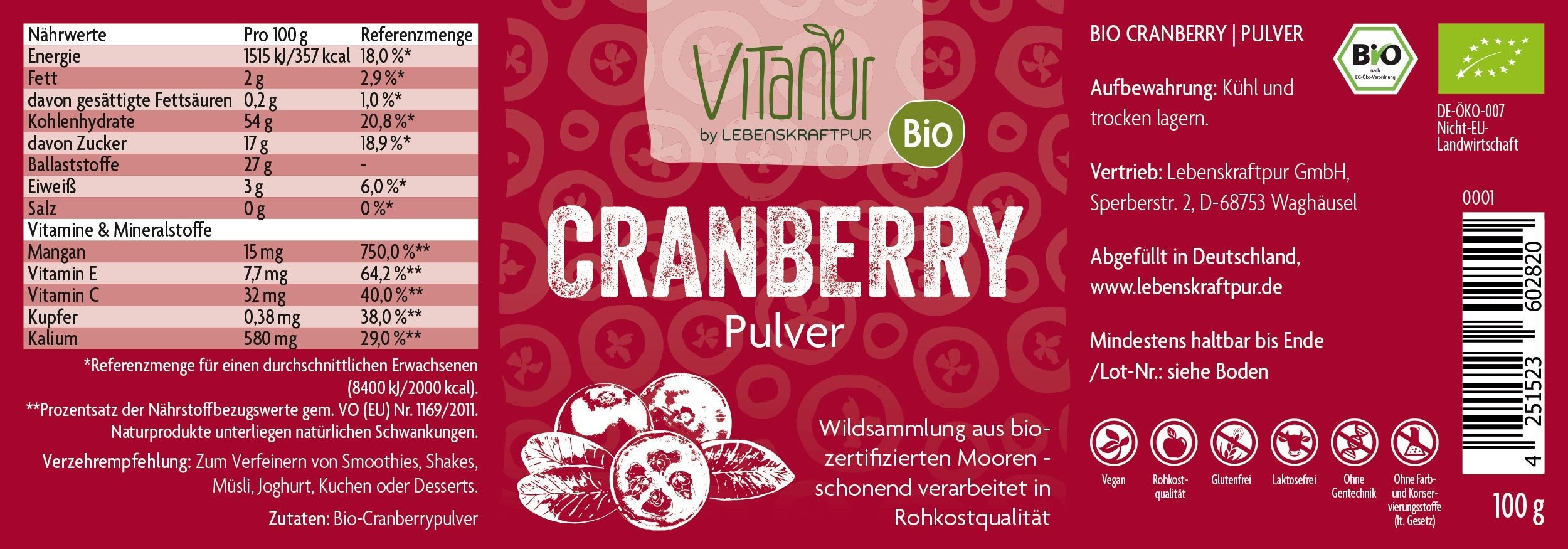 Produktbild Bio Cranberry Pulver