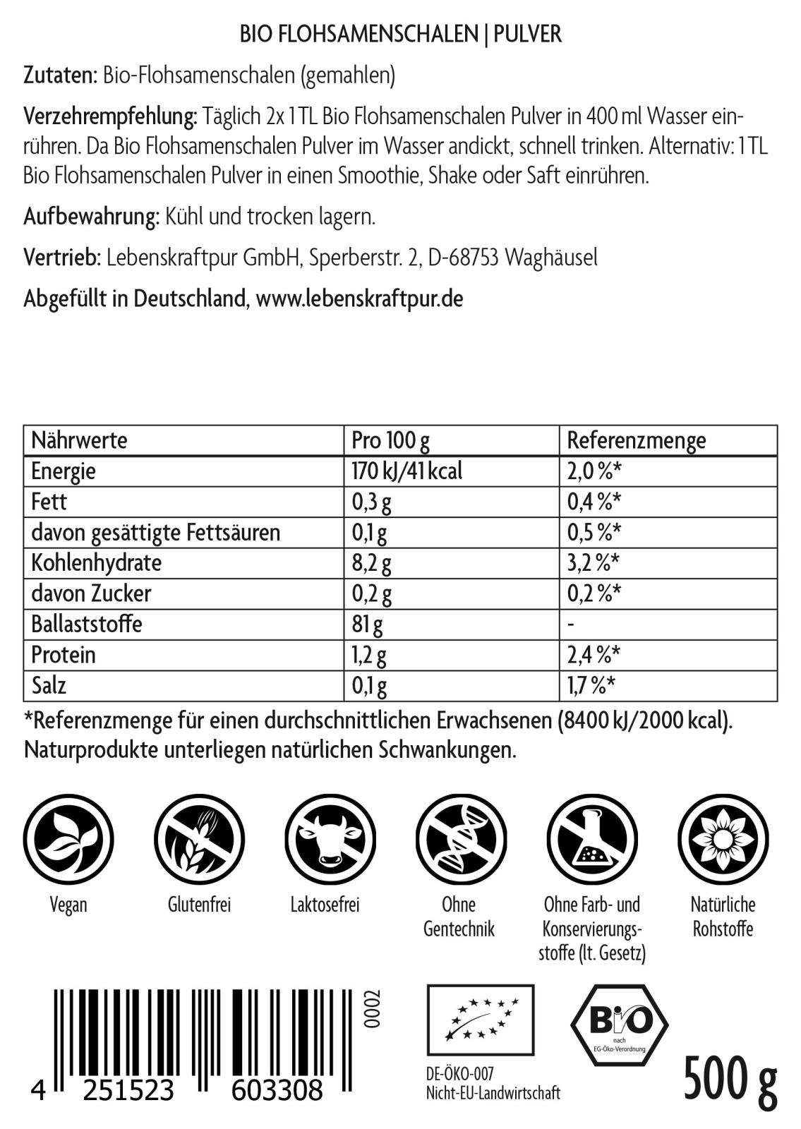Produktbild Bio Flohsamenschalen Pulver