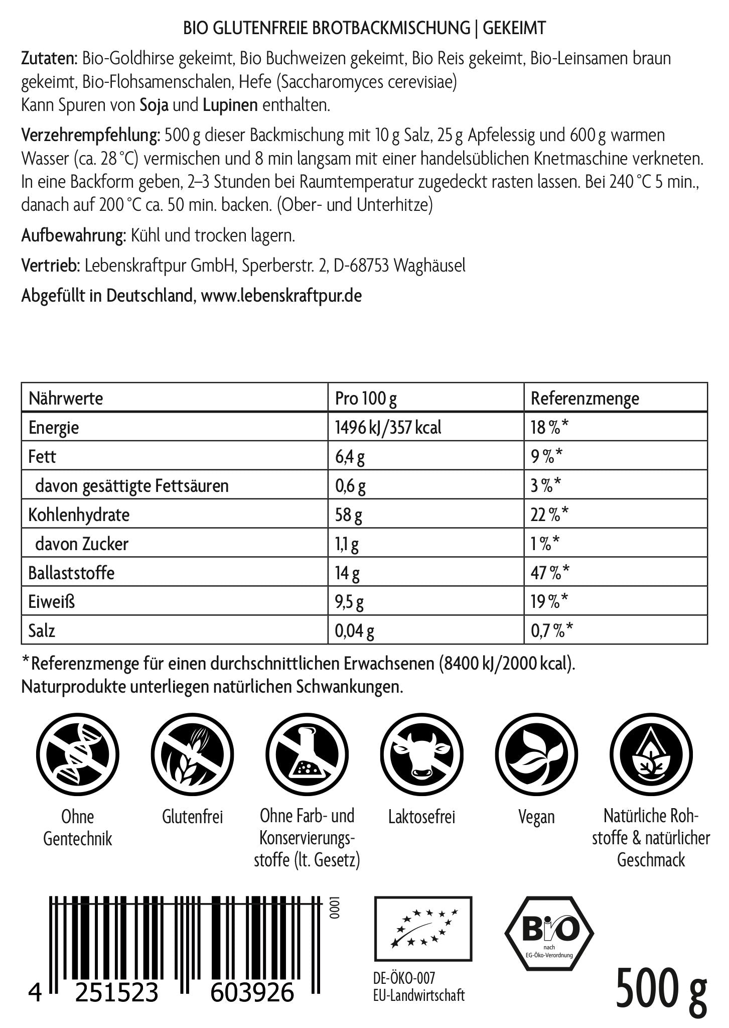 Bio Glutenfreie Brotbackmischung Gekeimt