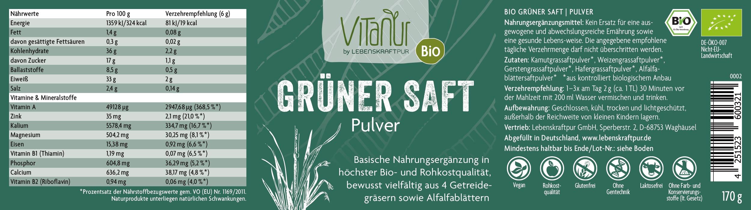 Produktbild Bio Grüner Saft Pulver