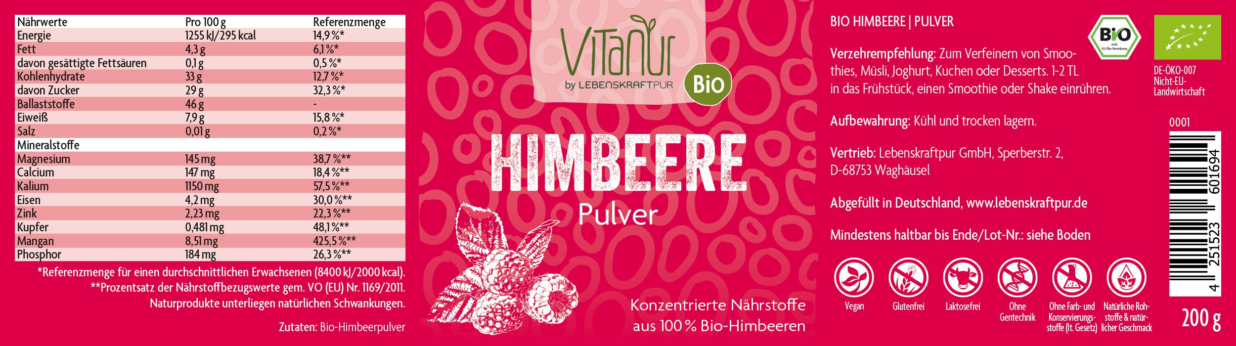 Produktbild Bio Himbeere Pulver