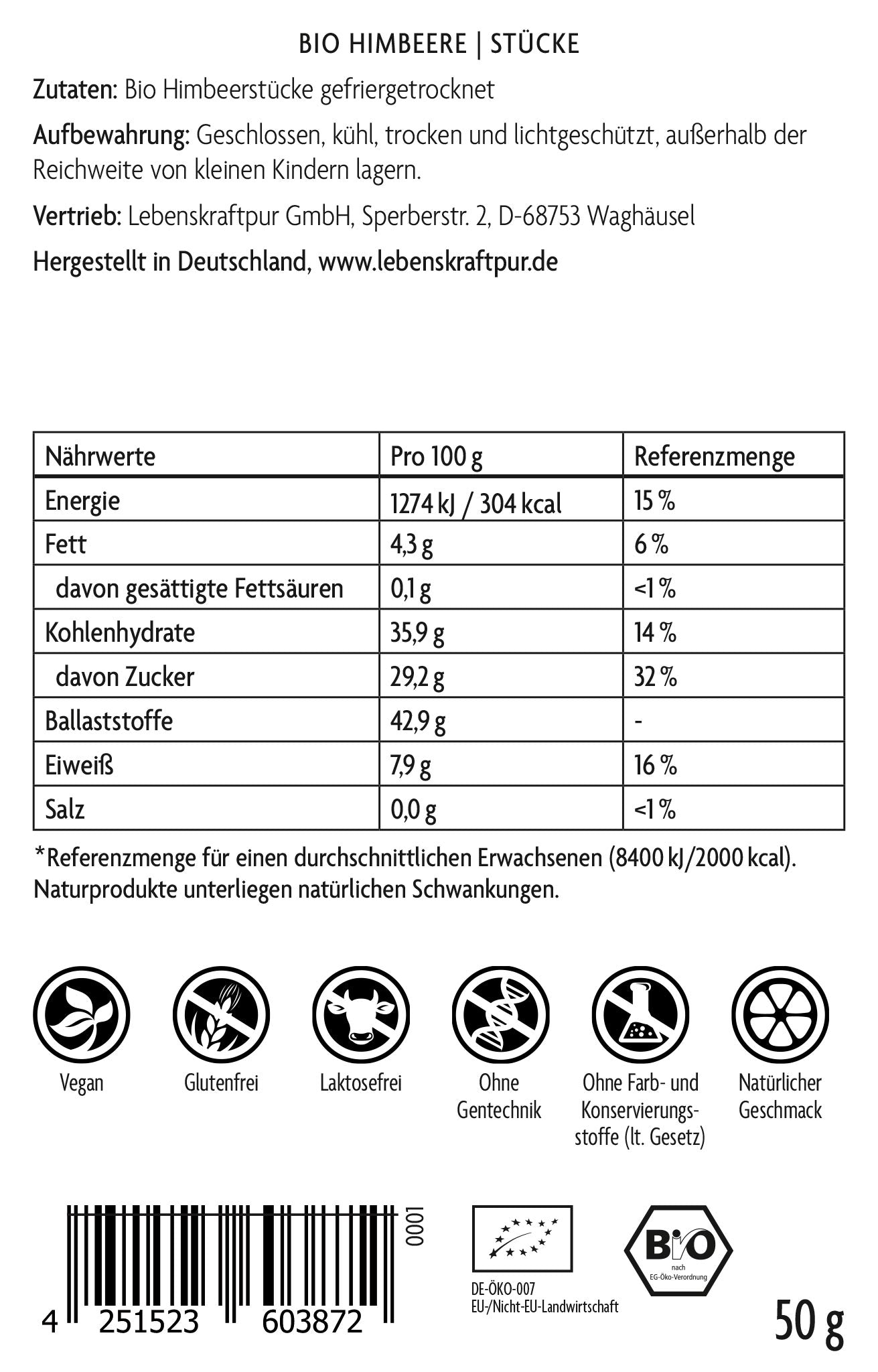 Bio Himbeere Stücke
