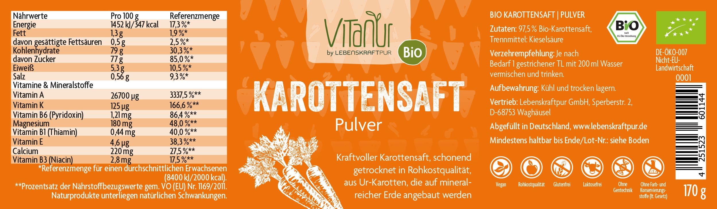 Produktbild Bio Karottensaft Pulver