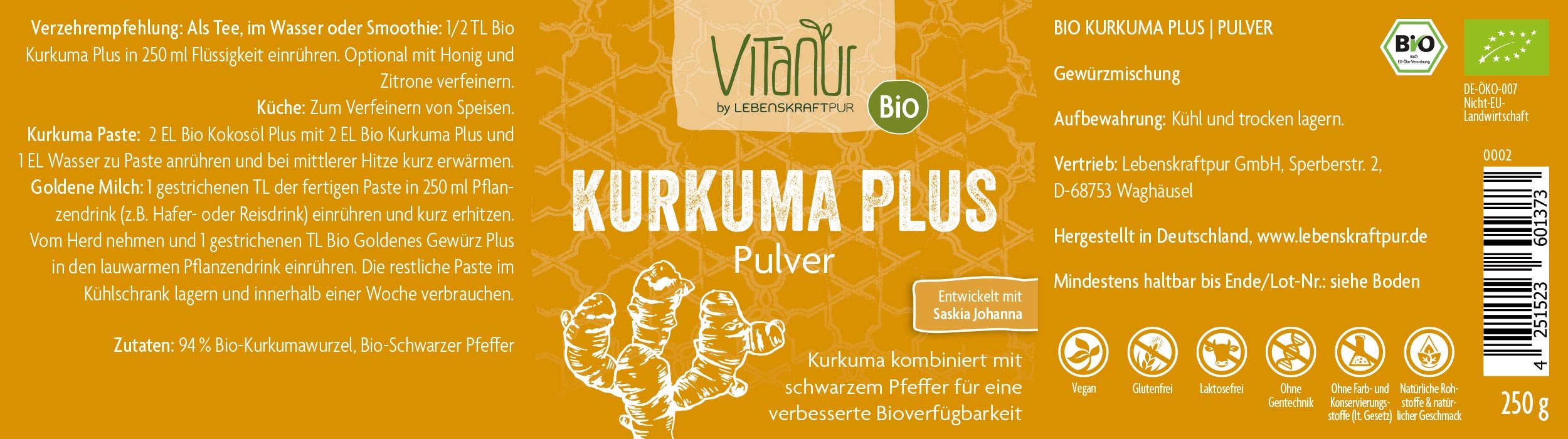 Produktbild Bio Kurkuma Plus Pulver