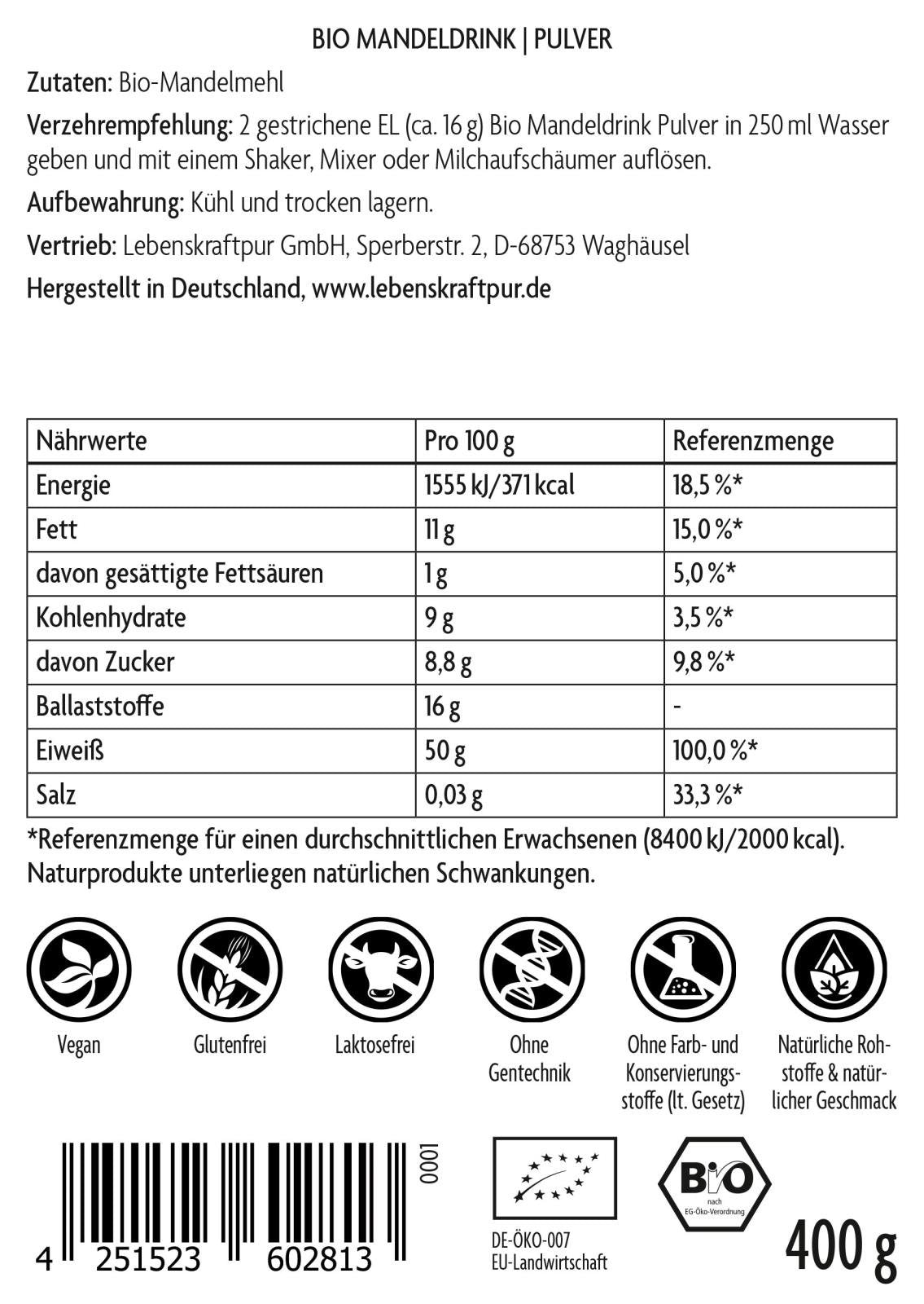 Produktbild Bio Mandeldrink Pulver