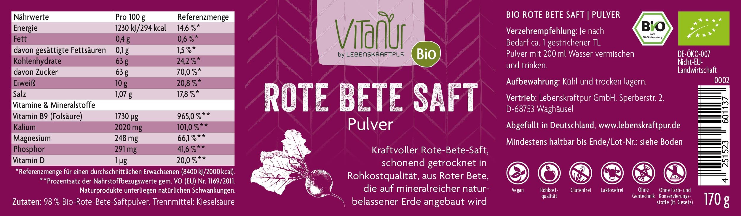 Produktbild Bio Rote Bete Saft Pulver