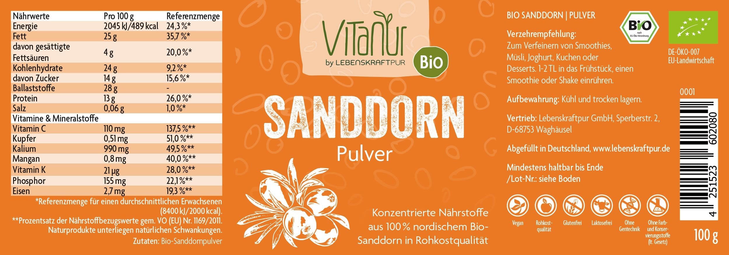 Produktbild Bio Sanddorn Pulver