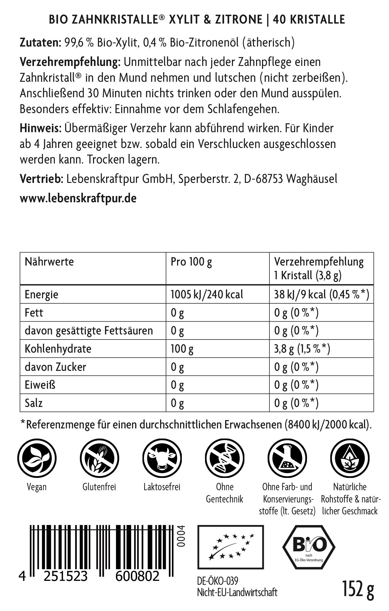 Produktbild Bio Zahnkristalle® Xylit & Zitrone
