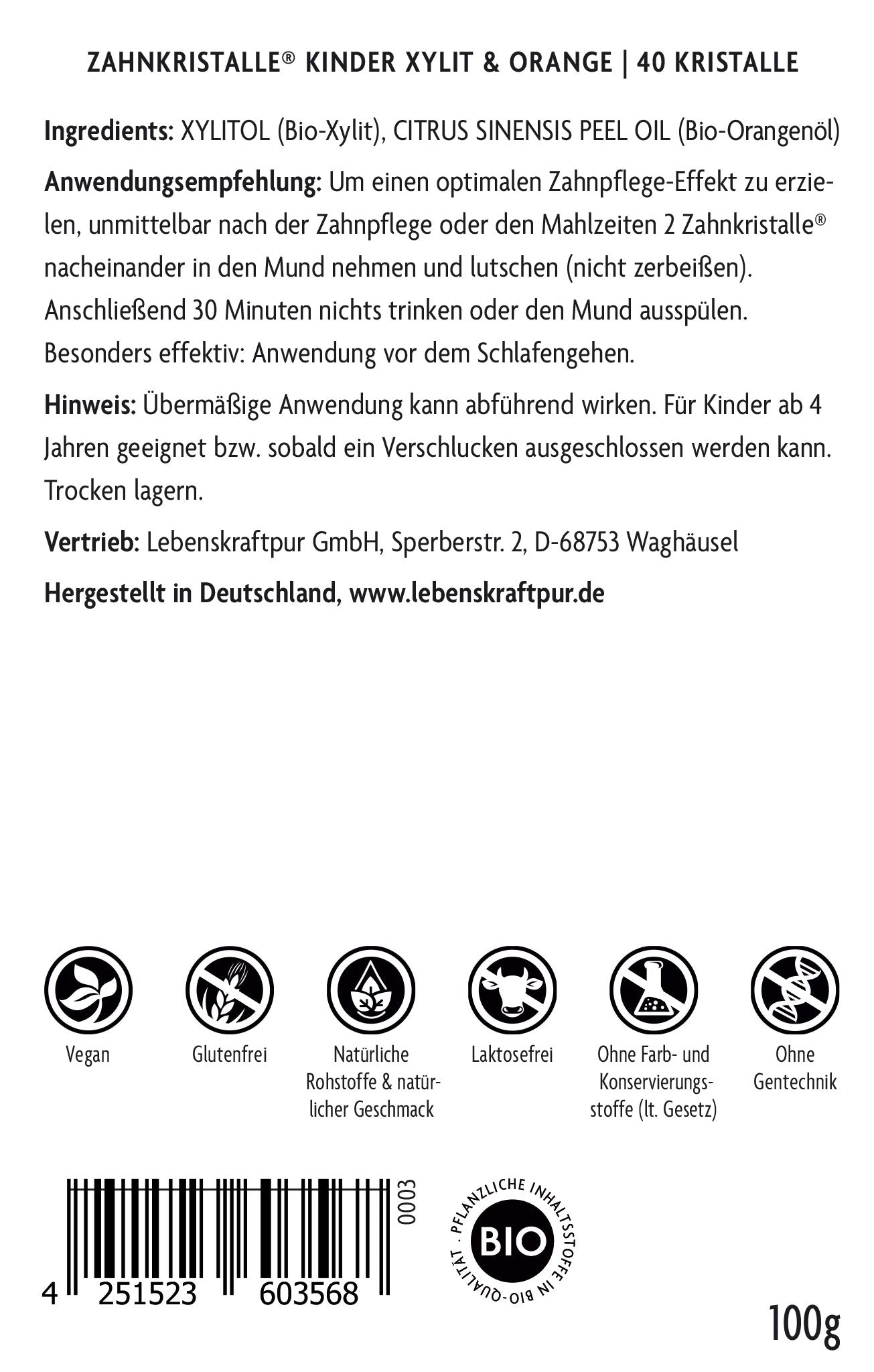 Zahnkristalle® Kinder Xylit & Orange