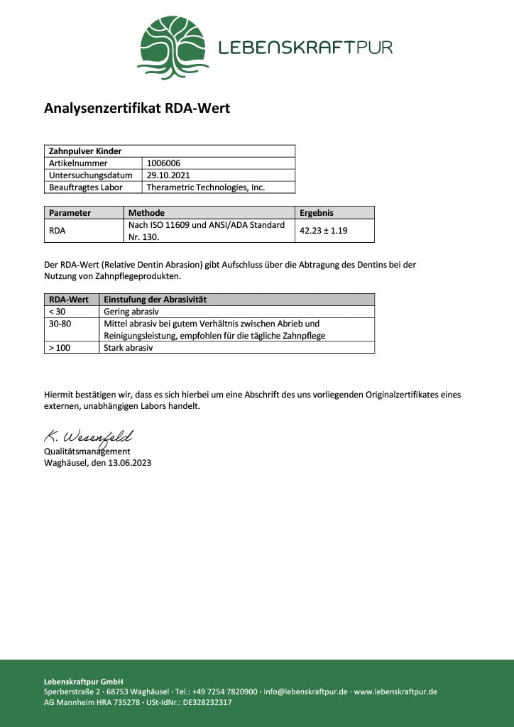 Produktbild Zahnpulver Kinder