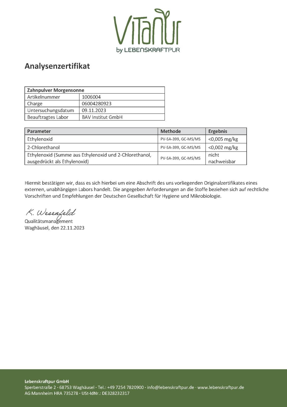 Produktbild Zahnpulver Morgensonne