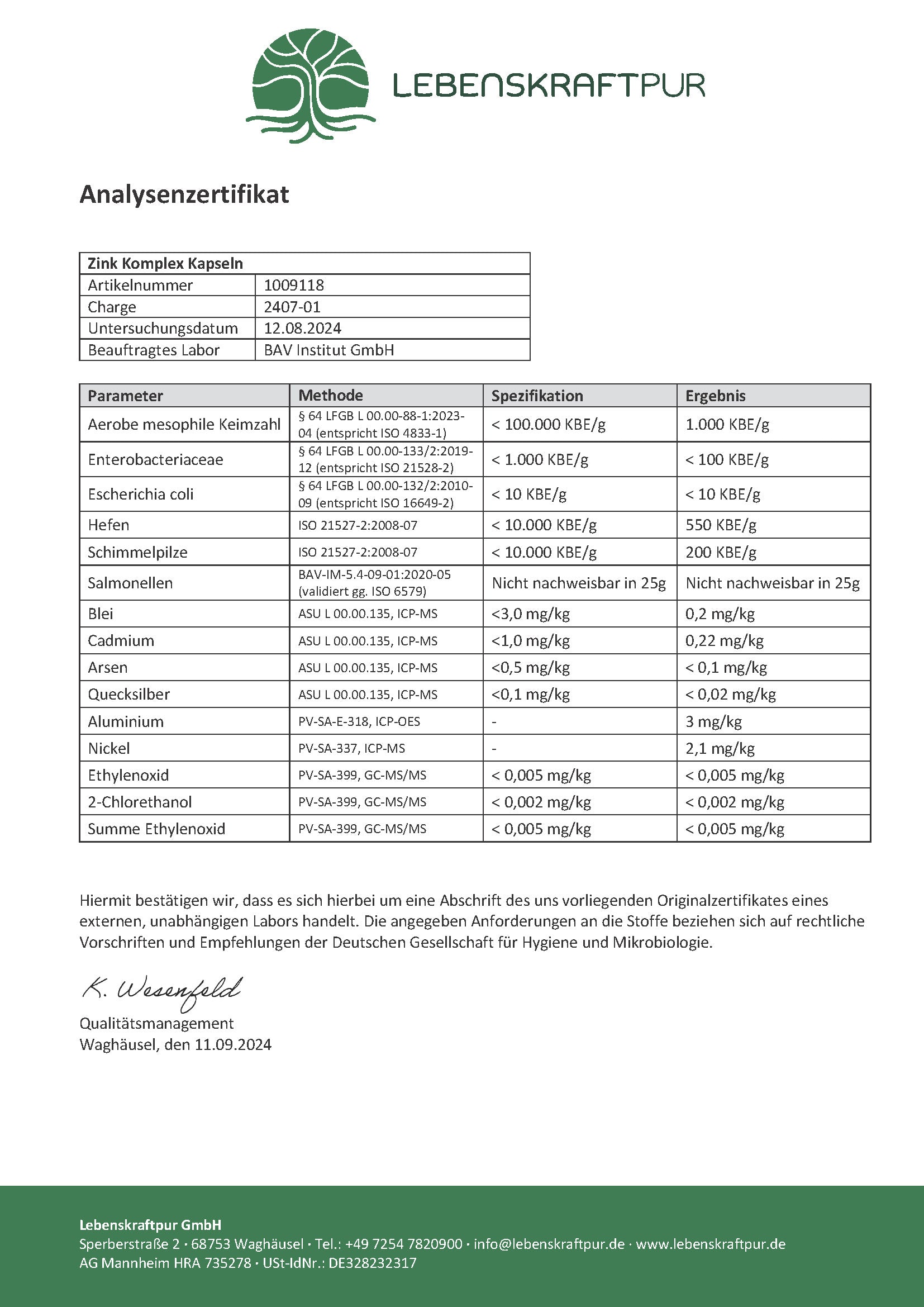 Produktbild Zink Komplex Kapseln