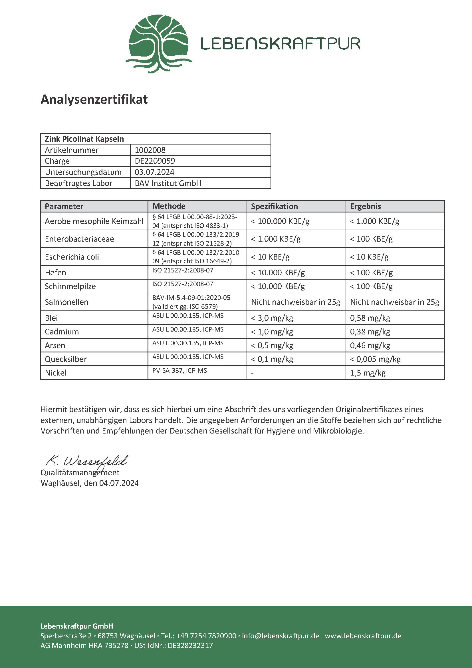 Produktbild Zink Picolinat Kapseln