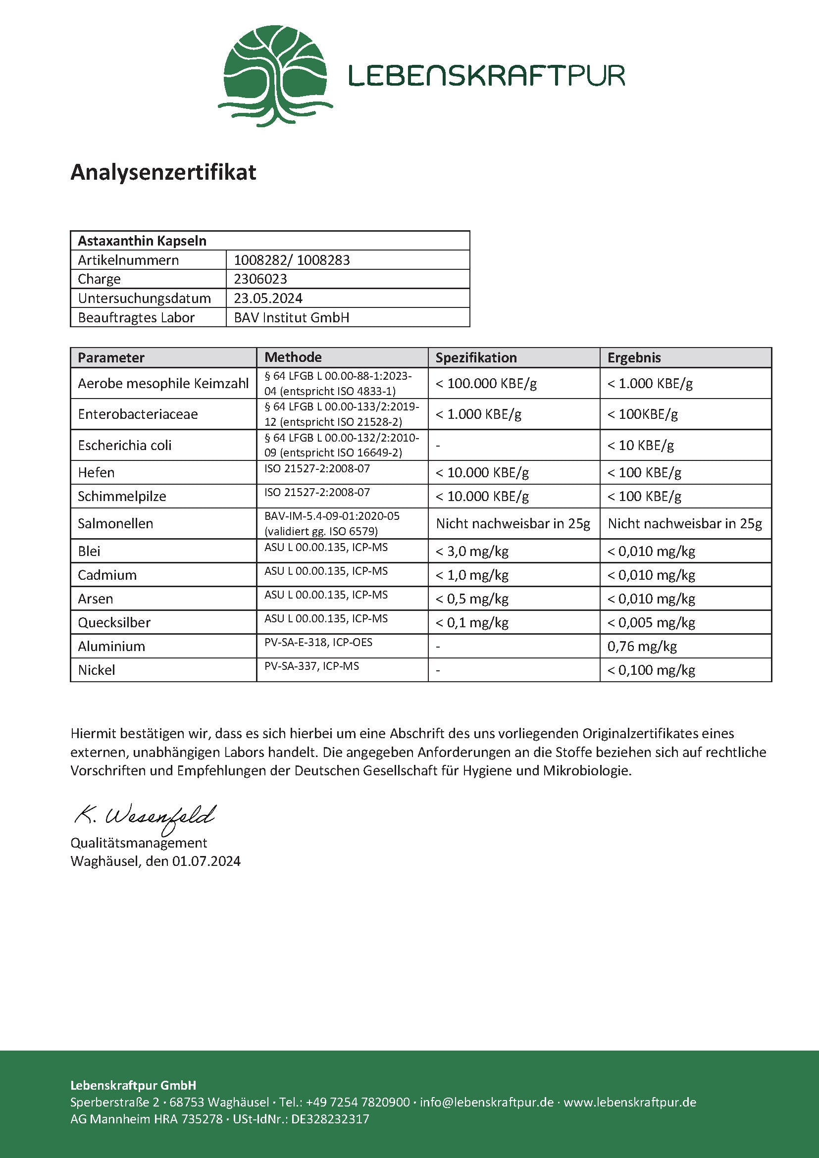 Produktbild Astaxanthin Kapseln
