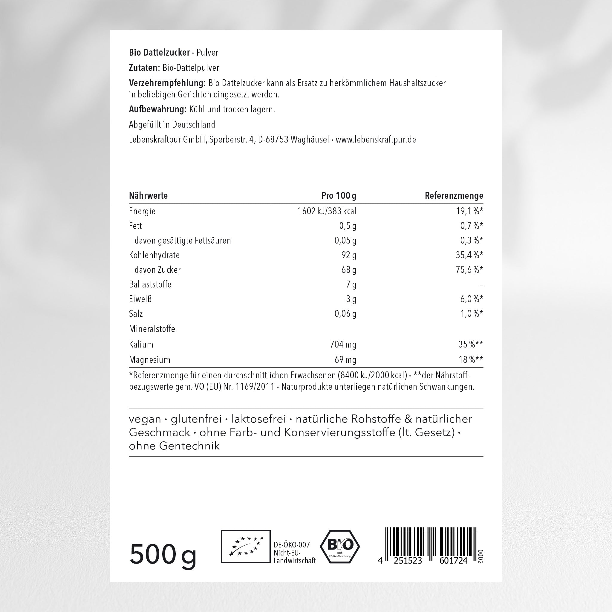 Bio Dattelzucker Pulver