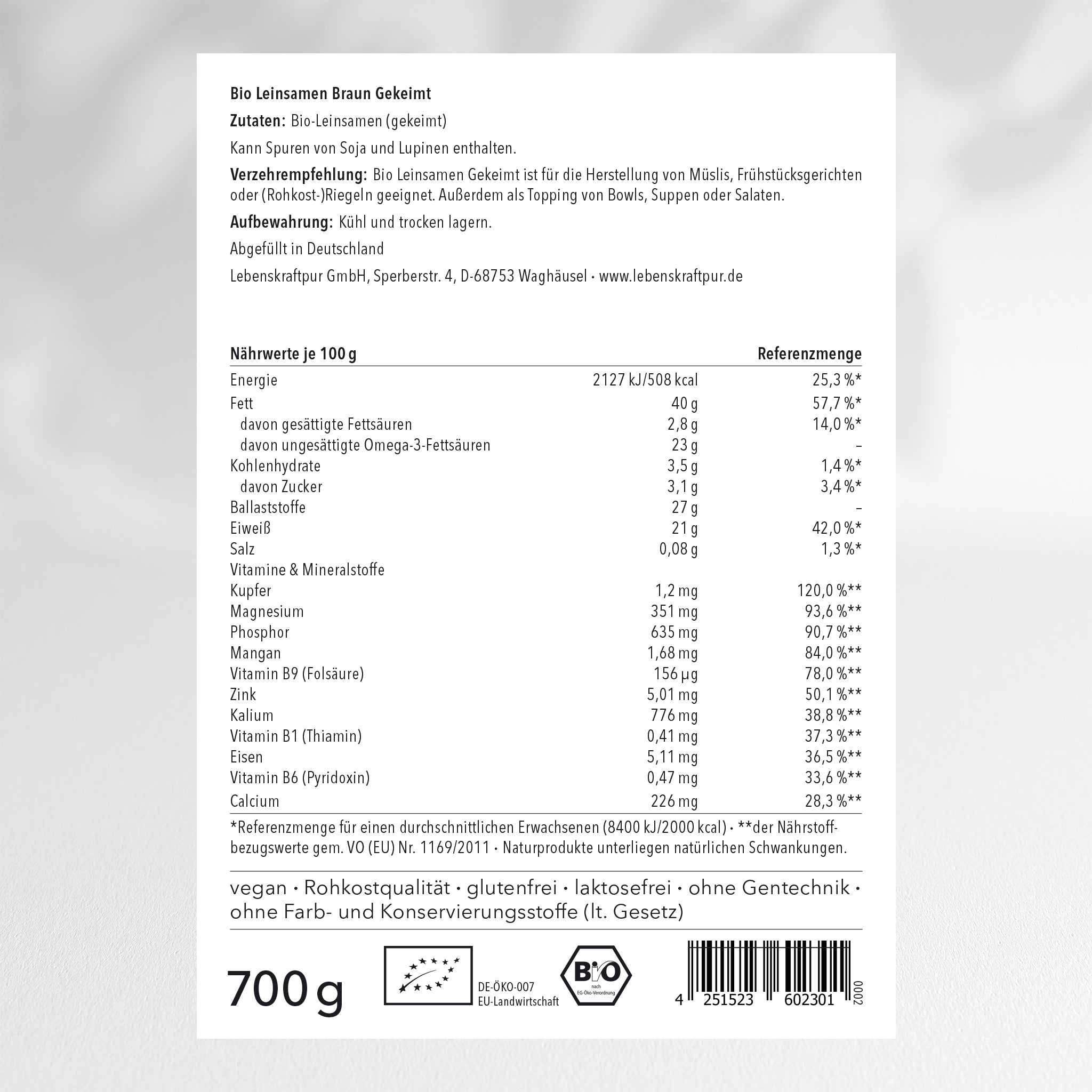 Bio Leinsamen Braun Gekeimt