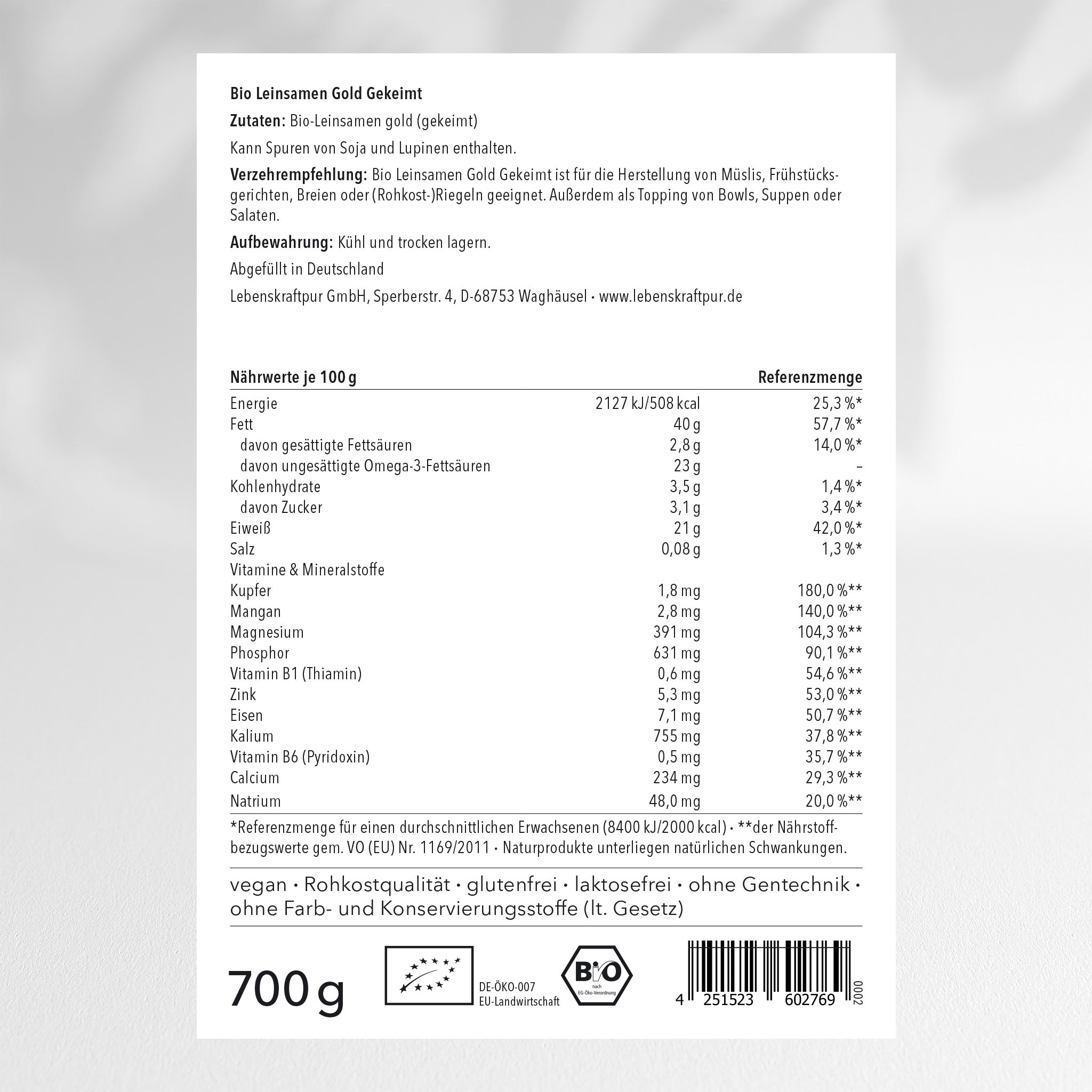 Bio Leinsamen Gold Gekeimt