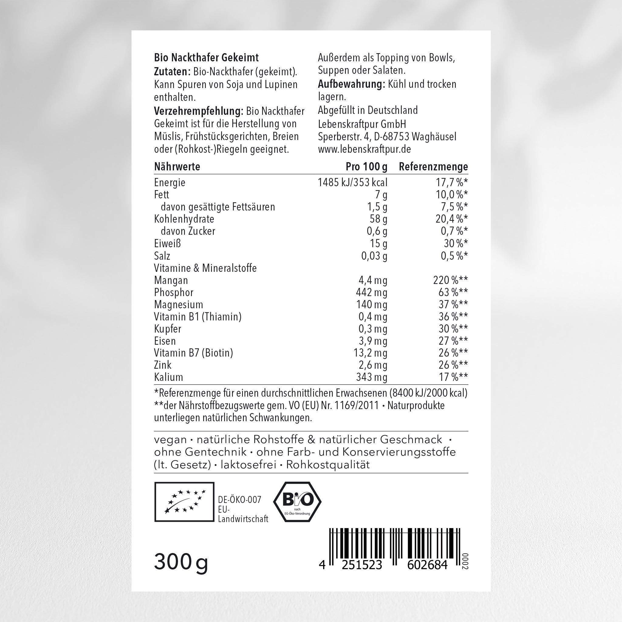 Bio Nackthafer Gekeimt