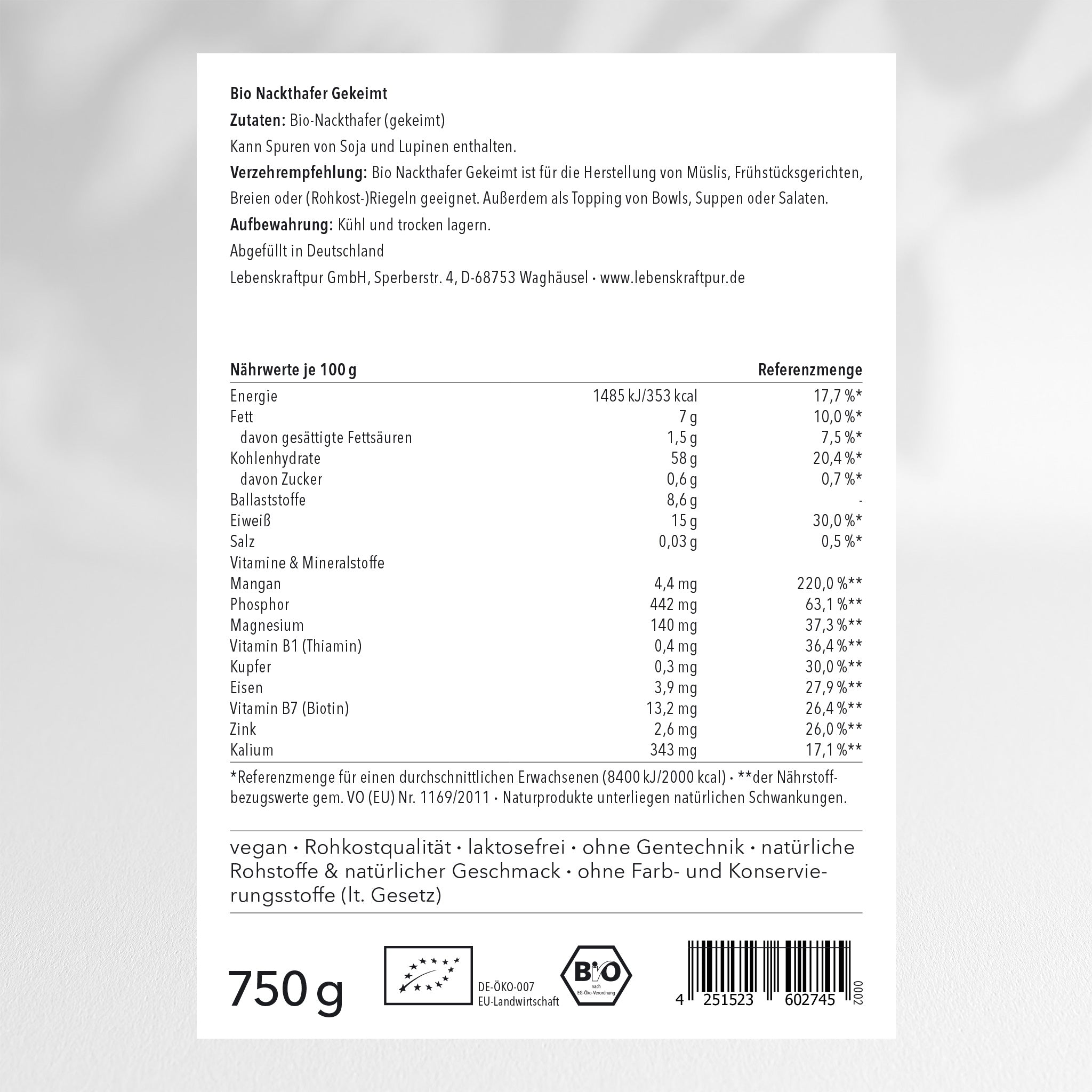 Bio Nackthafer Gekeimt