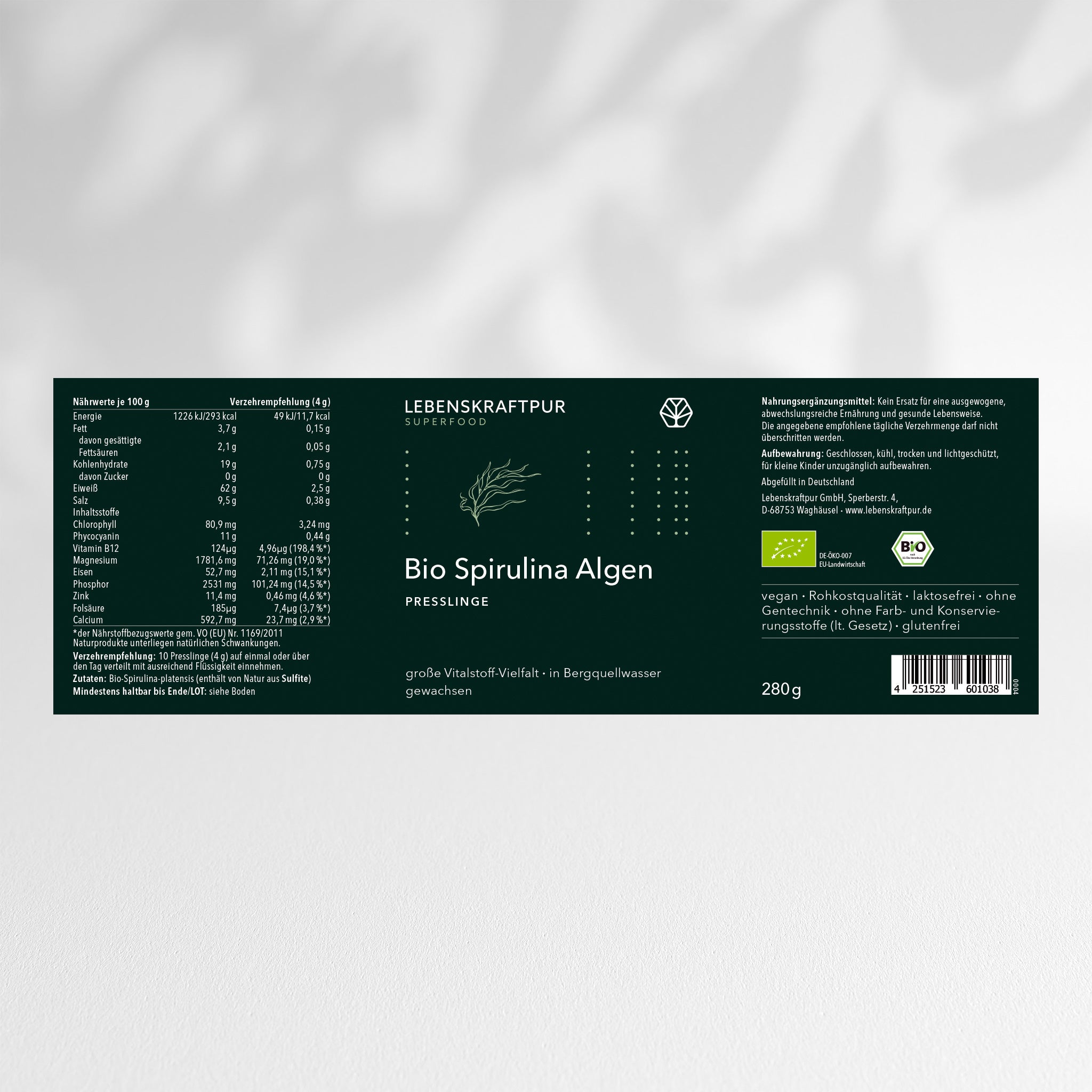 Bio Spirulina Algen Presslinge