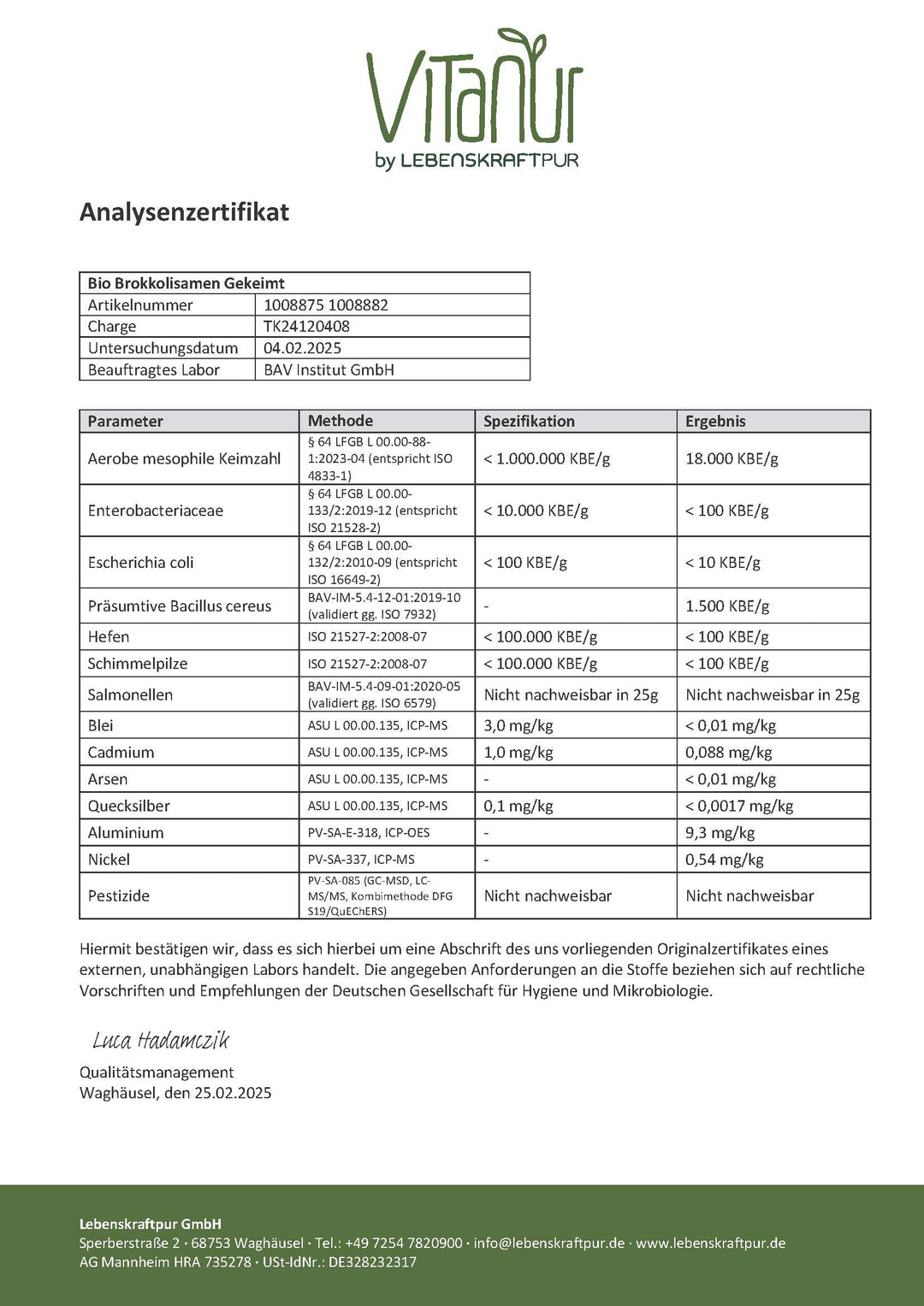 Bio Brokkolisamen Gekeimt online kaufen