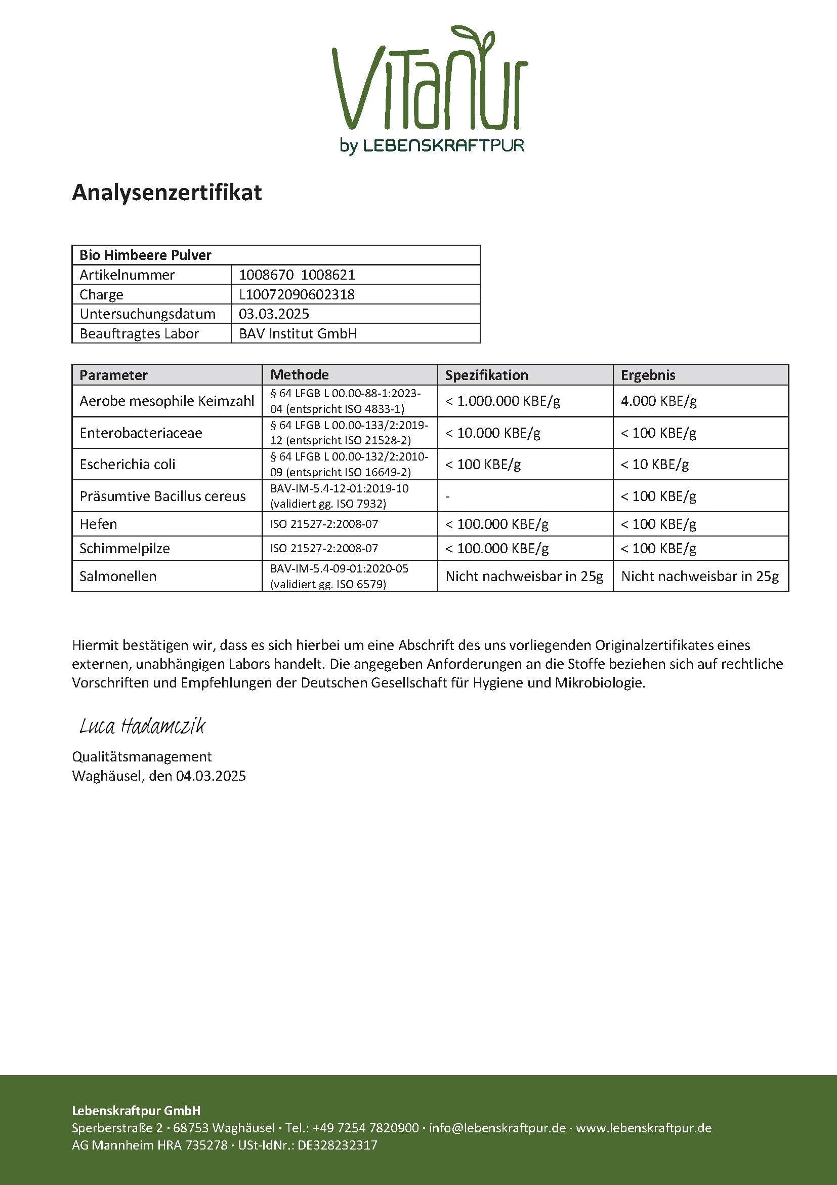 Bio Himbeere Pulver