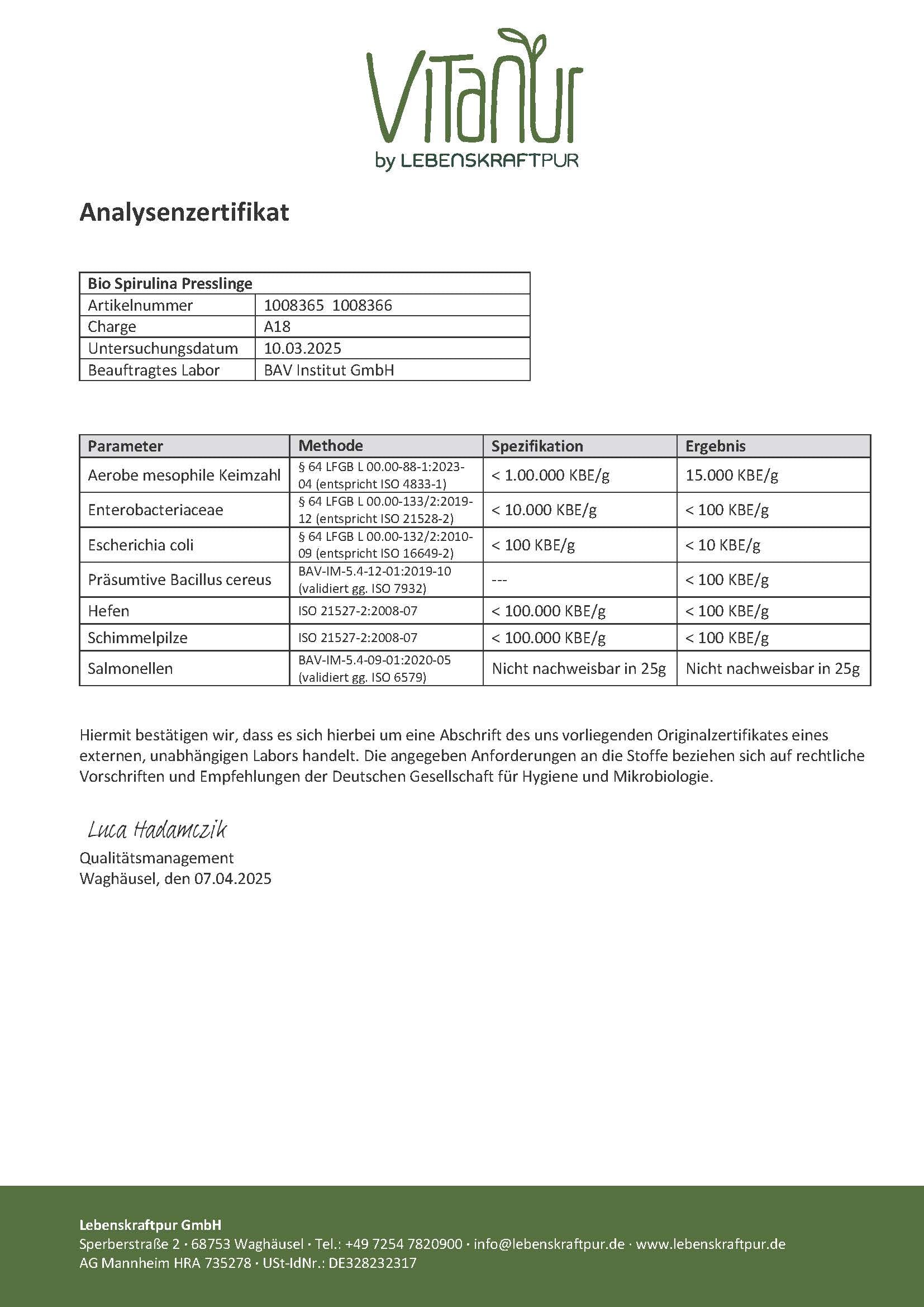 Bio Spirulina Algen Presslinge