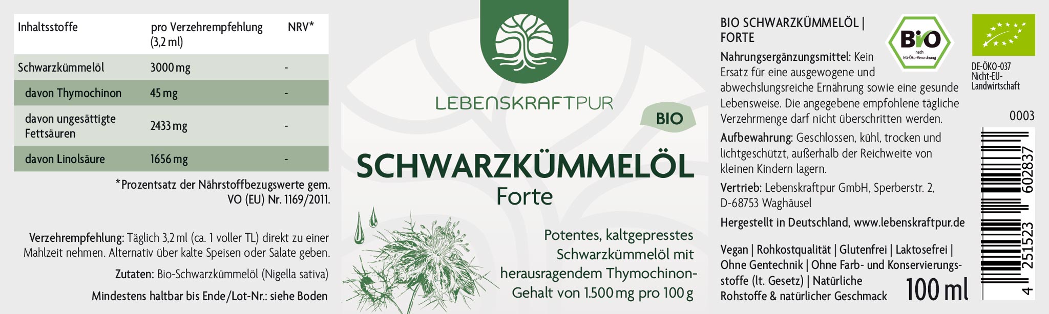 Produktbild Bio Schwarzkümmelöl Forte