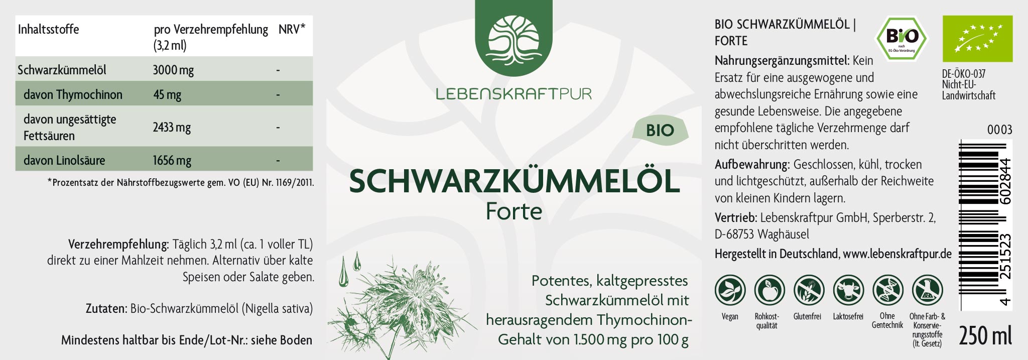 Produktbild Bio Schwarzkümmelöl Forte