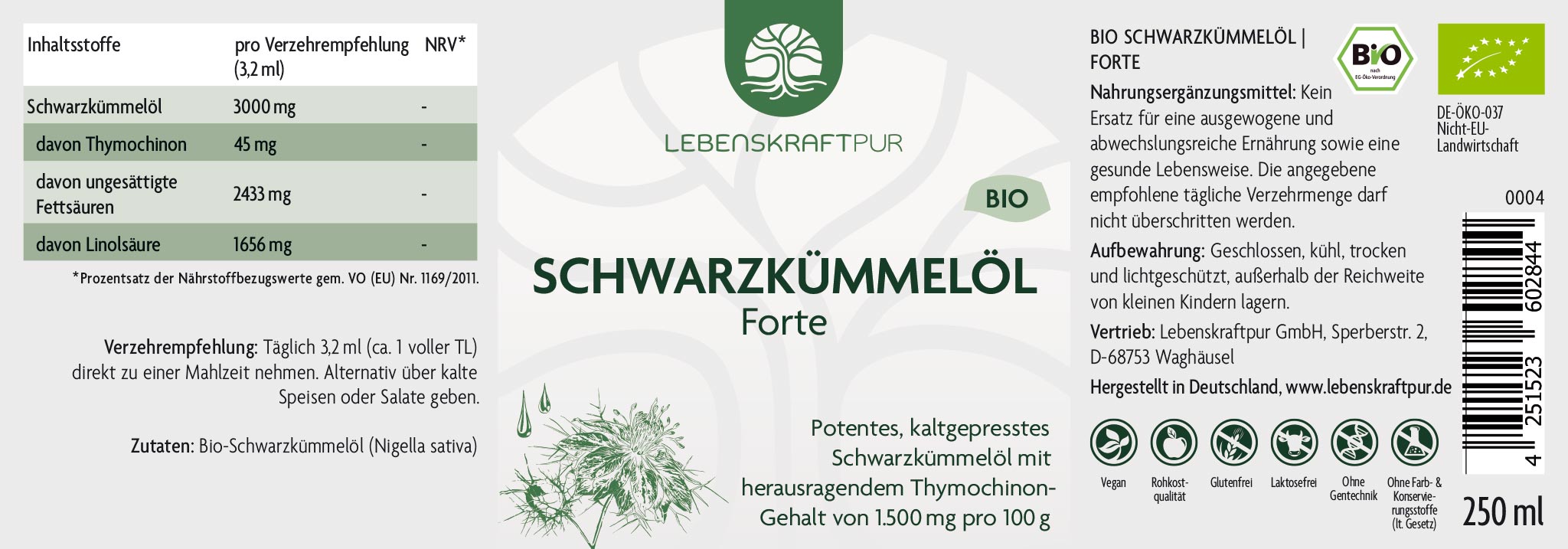 Produktbild Bio Schwarzkümmelöl Forte