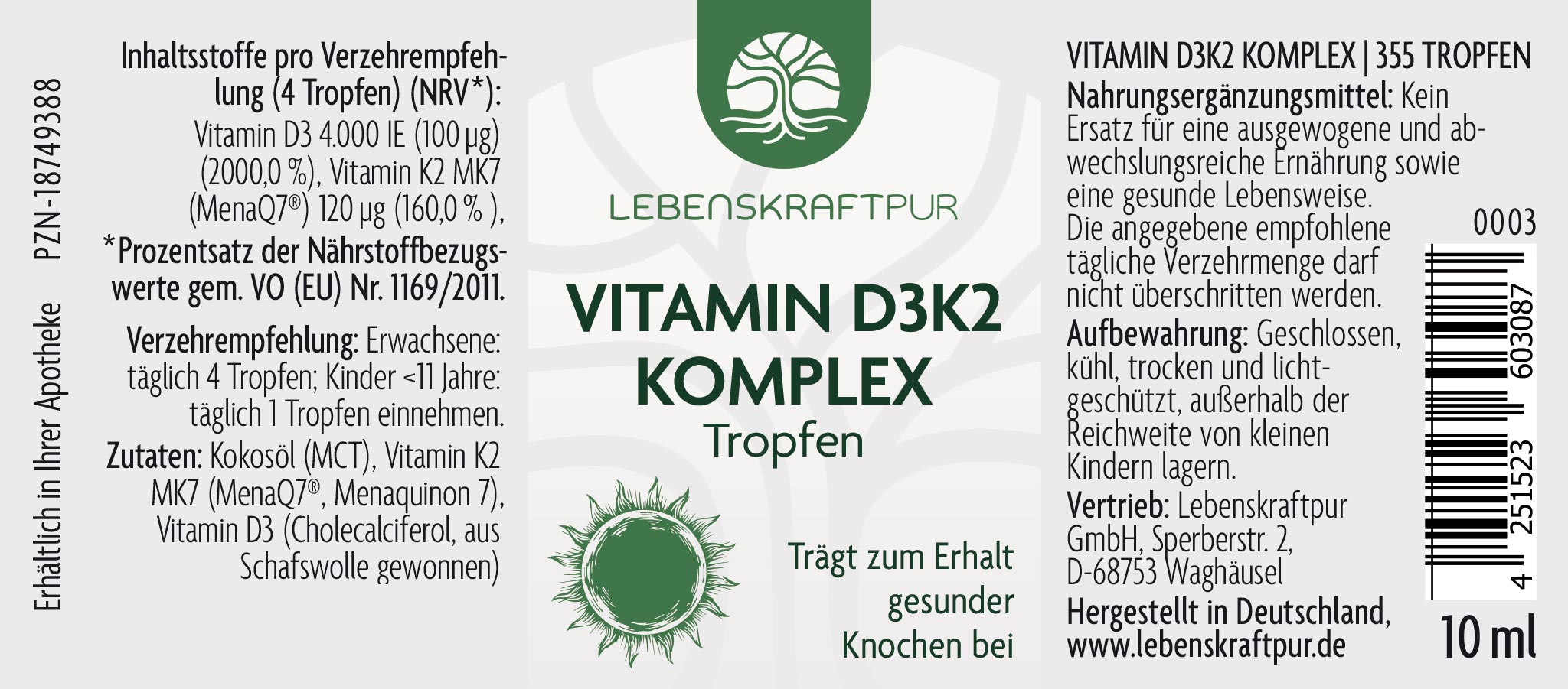 Vitamin D3K2 Komplex Tropfen