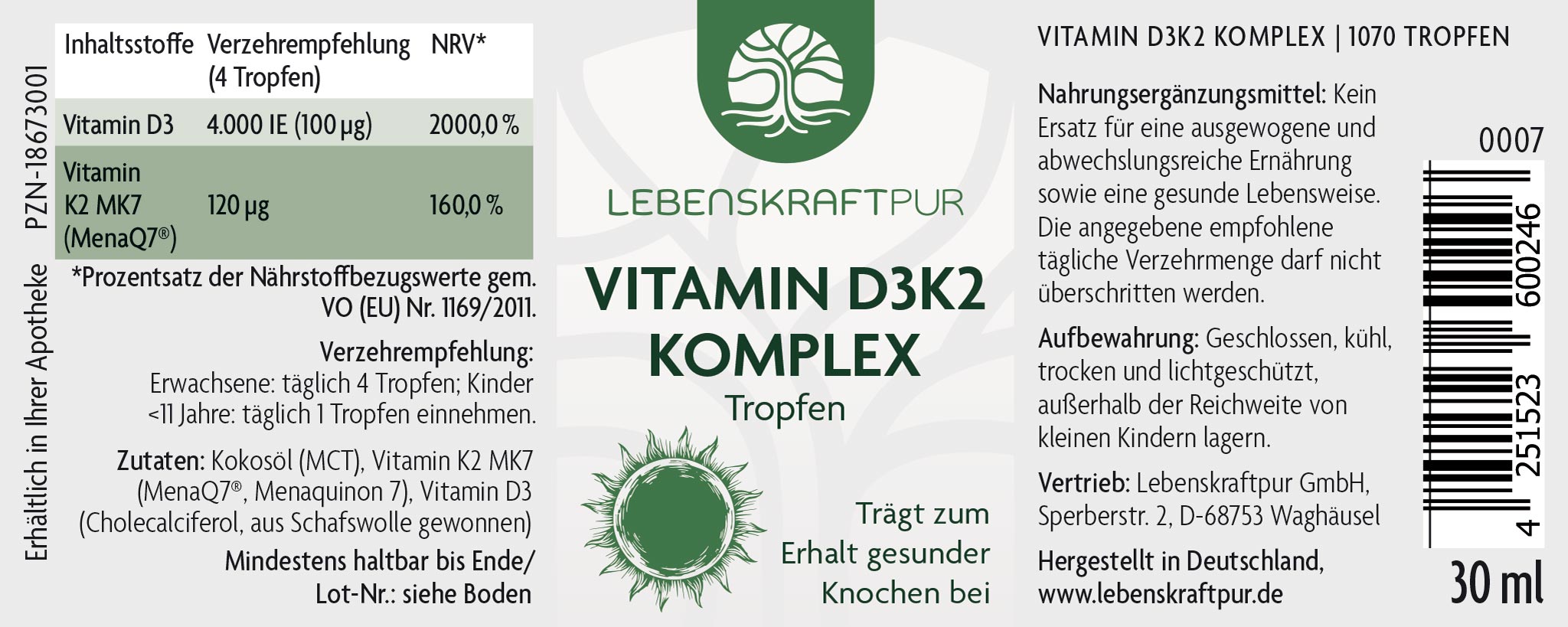Vitamin D3K2 Komplex Tropfen