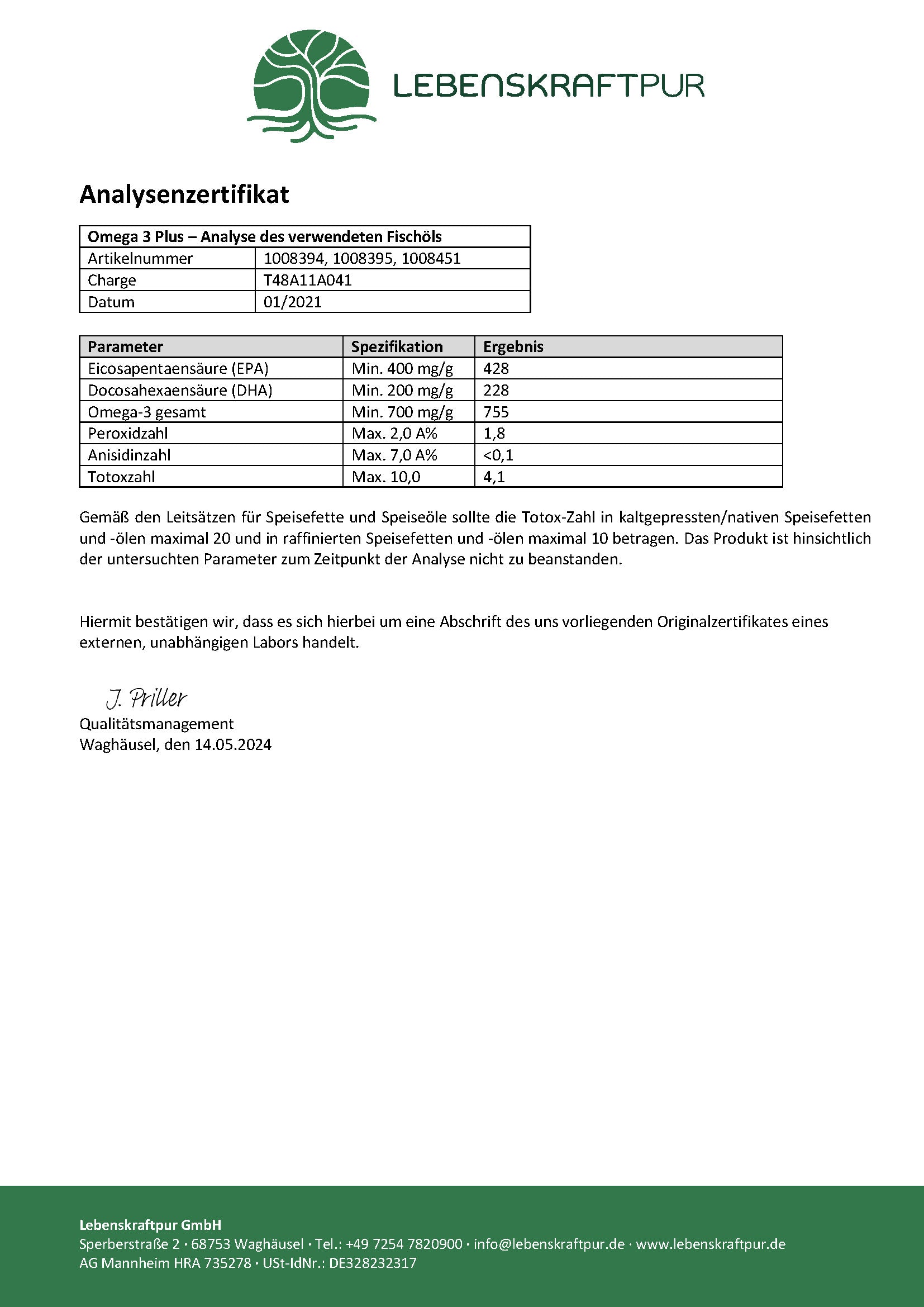 Produktbild Omega 3 Plus Kapseln