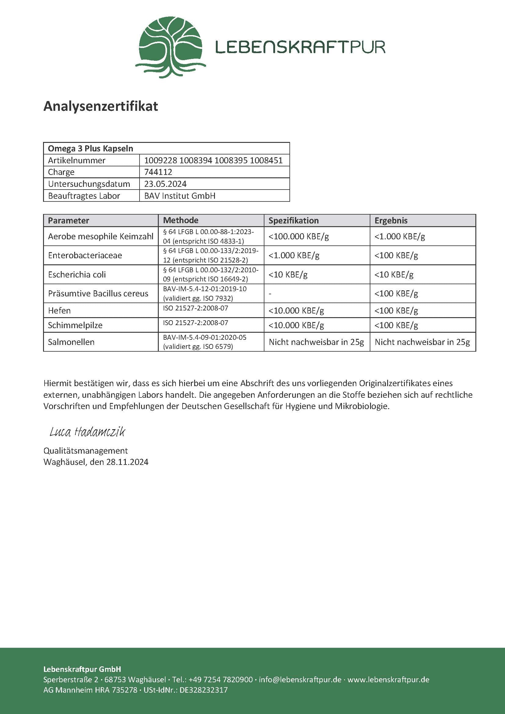 Produktbild Omega 3 Plus Kapseln
