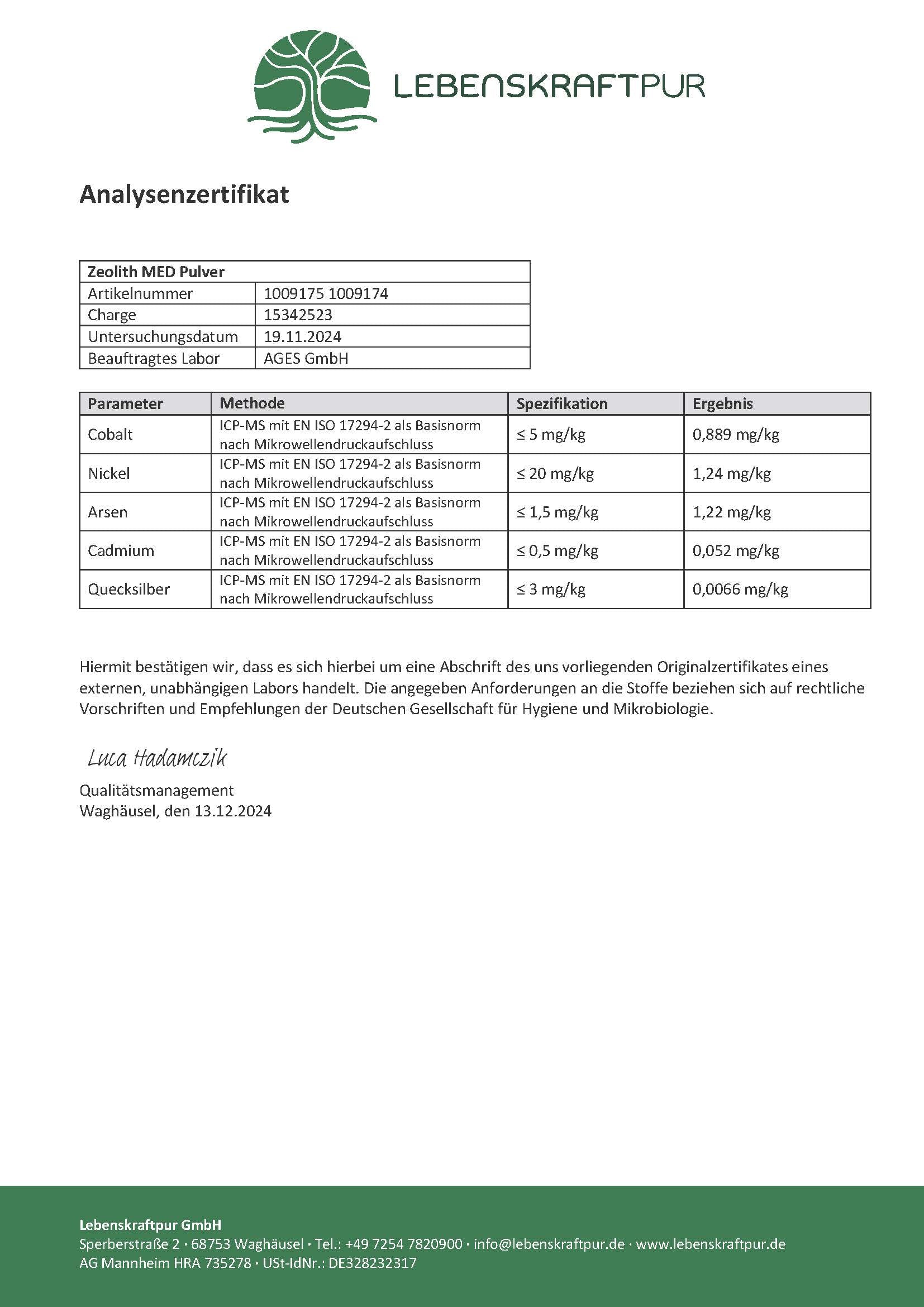 Produktbild Zeolith MED Pulver