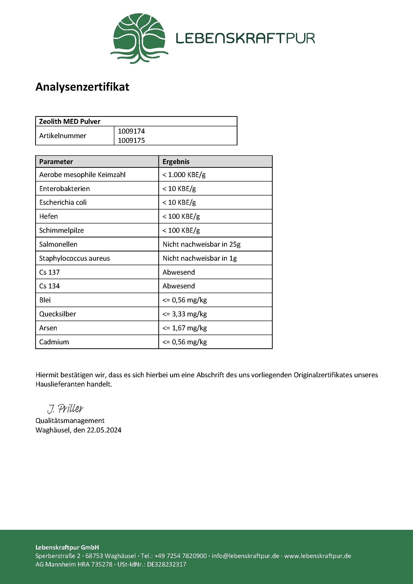 Produktbild Zeolith MED Pulver